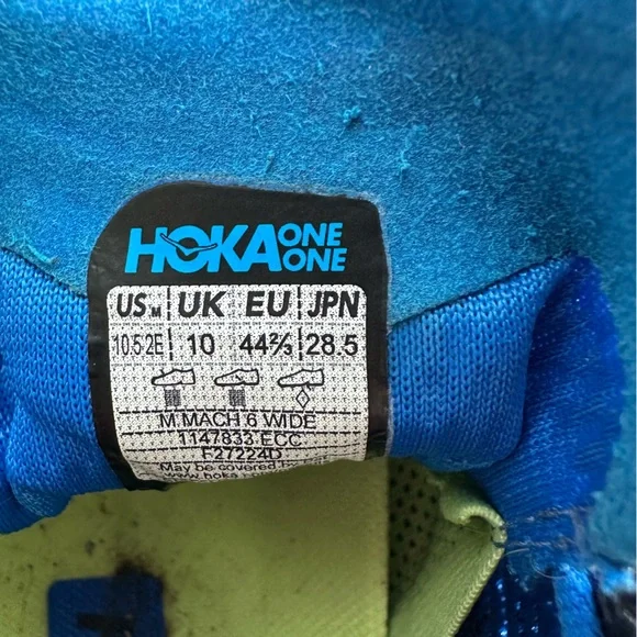 HOKA ONE ONE MACH 6 Men’s running shoes size 10.5 Wide (2E) Royal blue/green - Picture 7 of 7